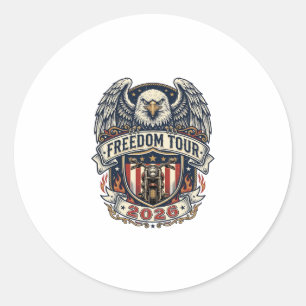 reedom Tour 2026 Vintage Eagle Motorcycle Classic Round Sticker