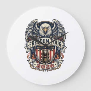reedom Tour 2026 Vintage Eagle Motorcycle Large Clock