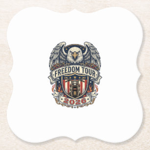 reedom Tour 2026 Vintage Eagle Motorcycle Paper Coaster
