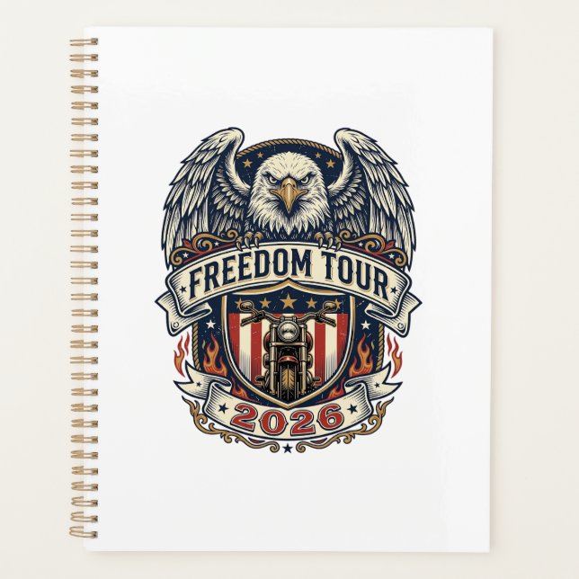 reedom Tour 2026 Vintage Eagle Motorcycle Planner (Front)