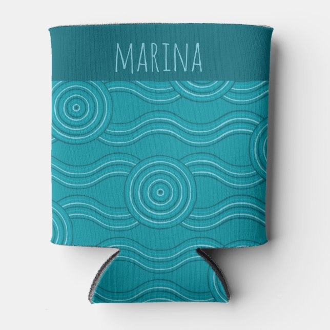 Reef Customisable Name Australian Dreamtime Art Can Cooler (Front)