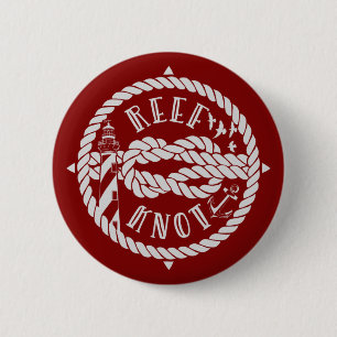 Reef knot lighthouse 6 cm round badge