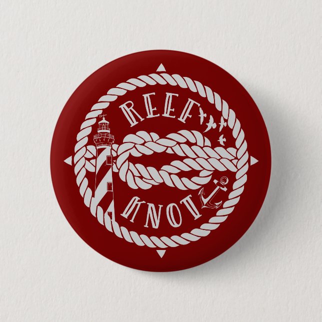 Reef knot lighthouse 6 cm round badge (Front)
