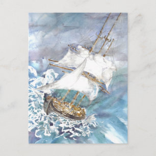 'Reefing' Postcard