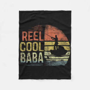 Reel Cool Baba Fishing Gifts Baba Birthday Vintage Fleece Blanket