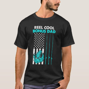 Reel Cool Bonus Dad American Flag Fishing Fathers T-Shirt