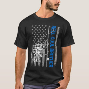 Reel Cool Brother Men Fishing Lovers American Flag T-Shirt