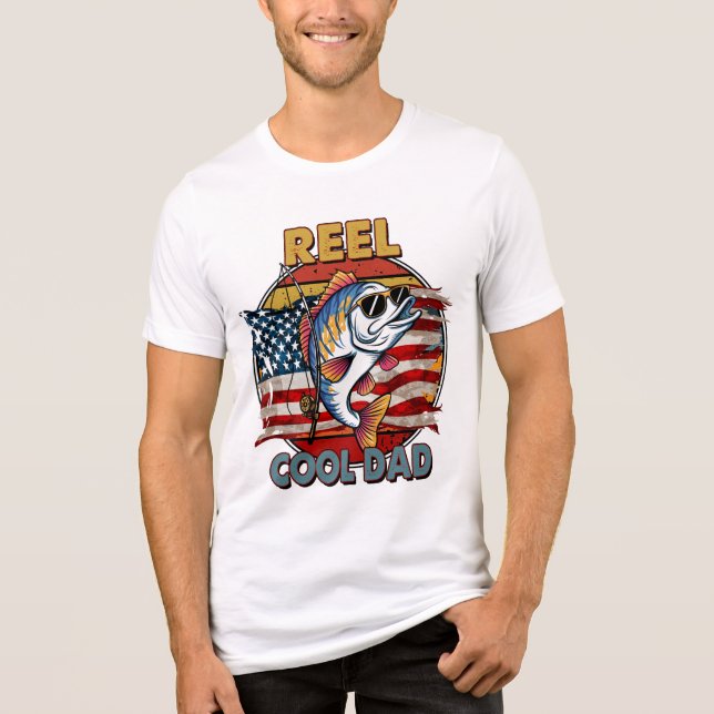 Reel Cool Dad – American Flag Edition T-Shirt Tri-Blend Shirt (Front)