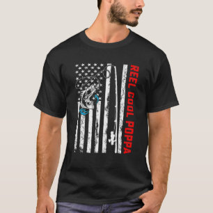 Reel Cool Dad American Flag Fishing Birthday T-Shirt