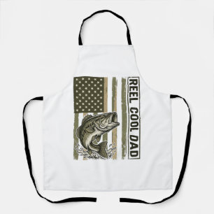 Reel Cool Dad Bass Fishing Flag Vector Design_1 Apron