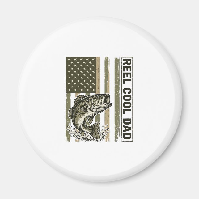 Reel Cool Dad Bass Fishing Flag Vector Design_1 Magnet (Front)