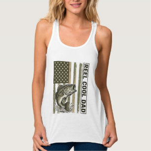 Reel Cool Dad Bass Fishing Flag Vector Design_1 Singlet