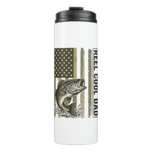 Reel Cool Dad Bass Fishing Flag Vector Design_1 Thermal Tumbler
