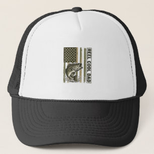 Reel Cool Dad Bass Fishing Flag Vector Design_1 Trucker Hat