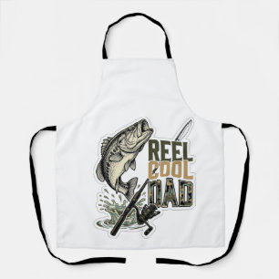 Reel Cool Dad Bass Fishing Vintage Engraving Desig Apron
