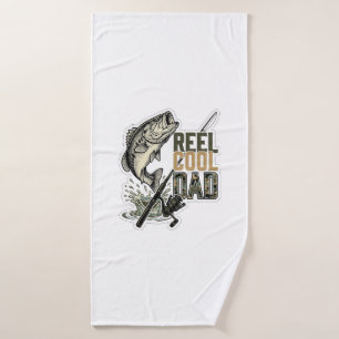 Reel Cool Dad Bass Fishing Vintage Engraving Desig Bath Towel