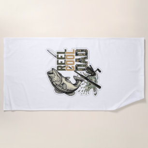 Reel Cool Dad Bass Fishing Vintage Engraving Desig Beach Towel