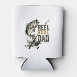Reel Cool Dad Bass Fishing Vintage Engraving Desig Can Cooler