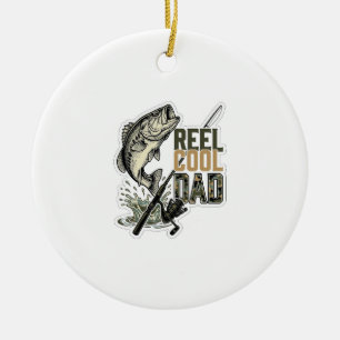 Reel Cool Dad Bass Fishing Vintage Engraving Desig Ceramic Tree Decoration