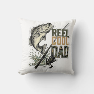 Reel Cool Dad Bass Fishing Vintage Engraving Desig Cushion