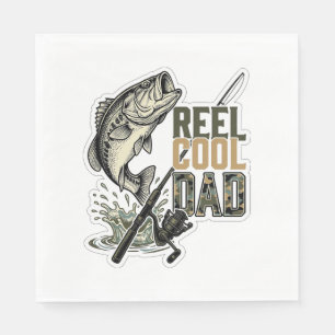 Reel Cool Dad Bass Fishing Vintage Engraving Desig Napkin