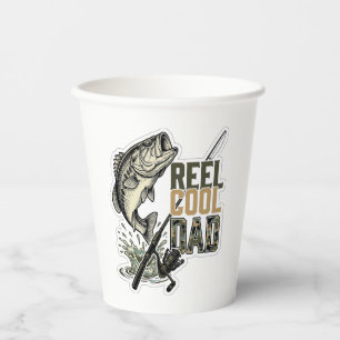 Reel Cool Dad Bass Fishing Vintage Engraving Desig Paper Cups