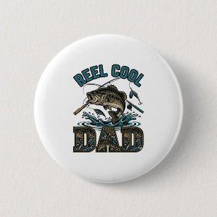 Reel Cool Dad Bass Fishing Vintage Vector Design_1 6 Cm Round Badge