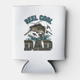 Reel Cool Dad Bass Fishing Vintage Vector Design_1 Can Cooler