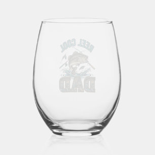 Reel Cool Dad Bass Fishing Vintage Vector Design_1 Stemless Wine Glass