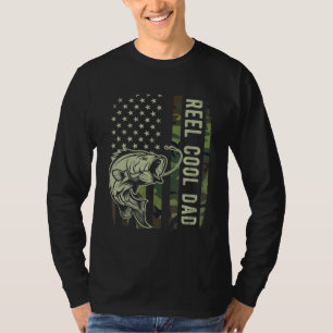 Reel Cool Dad Camouflage American Flag Father's Da T-Shirt