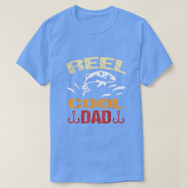 Reel Cool Dad Dead Fishing Walking Dog Wet Fly Beg T-Shirt (Design Front)