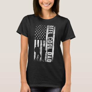 Reel Cool Dad Fish American Flag Fisherman Dad Fat T-Shirt