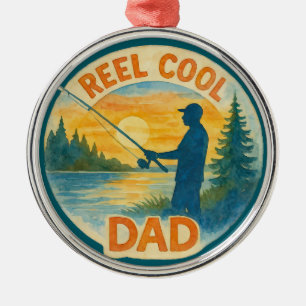 Reel cool dad fisherman rod and reel funny fishing metal tree decoration