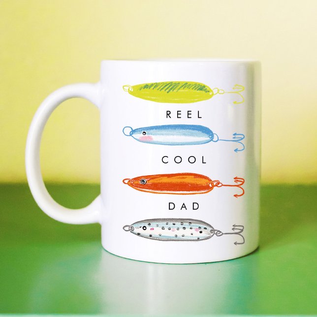 Reel Cool Dad Fishing Bait Coffee Mug (Reel Cool Dad fishing bait coffee mug.)