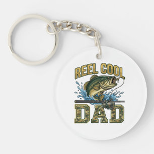 Reel Cool Dad Fishing Bass Father's Day Key Ring