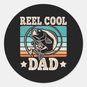 Reel Cool Dad Fishing Papa Vintage Daddy Fathers D Classic Round Sticker