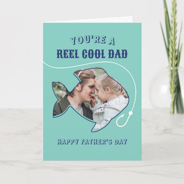 Reel Cool Dad Fishing Pun Humour Funny Father's Da Holiday Card (Front)