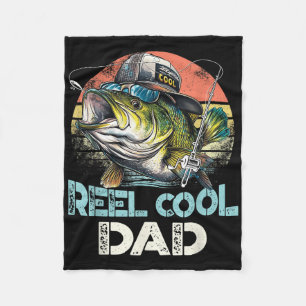 Reel Cool Dad Fishing Vintage Retro Fathers Day  Fleece Blanket