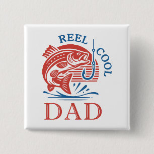 Reel Cool Dad Funny Fishing Pun Father's Day 15 Cm Square Badge
