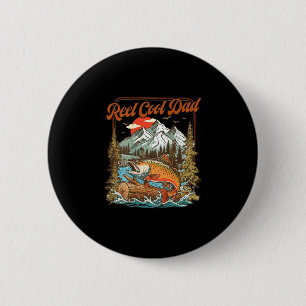 Reel cool dad funny fishing rainbow fisherman (on 6 cm round badge