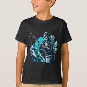 Reel Cool Dad Funny Skeleton Fishing Dad Father's T-Shirt