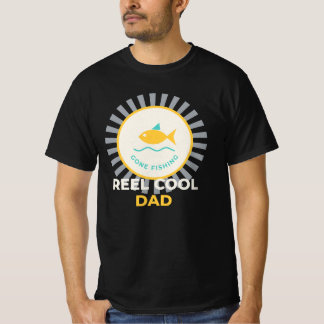 Reel Cool Dad Vintage Fishing Badge Fathers Day Gi T-Shirt