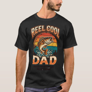 Reel Cool Dad Vintage Fishing Bass Sunset T-Shirt