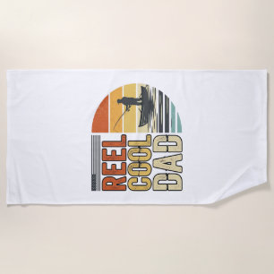 Reel Cool Dad Vintage Fishing T-Shirt Design_1 Beach Towel