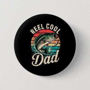 Reel Cool Dad Vintage Funny Men Fishing Matching F 6 Cm Round Badge