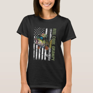Reel Cool Grampy Camouflage American Flag Funny Da T-Shirt