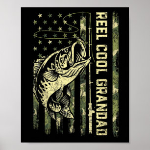 Reel Cool Grandad Fisherman Camouflage Father's Da Poster