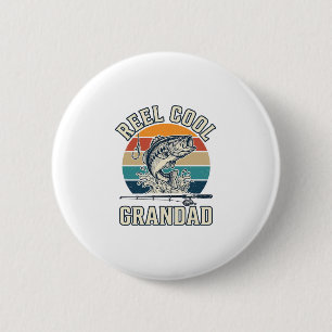 Reel Cool Grandad Fishing Vintage Sunset Shirt_1 6 Cm Round Badge