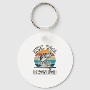 Reel Cool Grandad Fishing Vintage Sunset Shirt_1 Key Ring