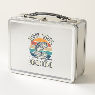 Reel Cool Grandad Fishing Vintage Sunset Shirt_1 Metal Lunch Box